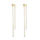 Gold Chain Freshwater Pearl Long Dangle Earrings